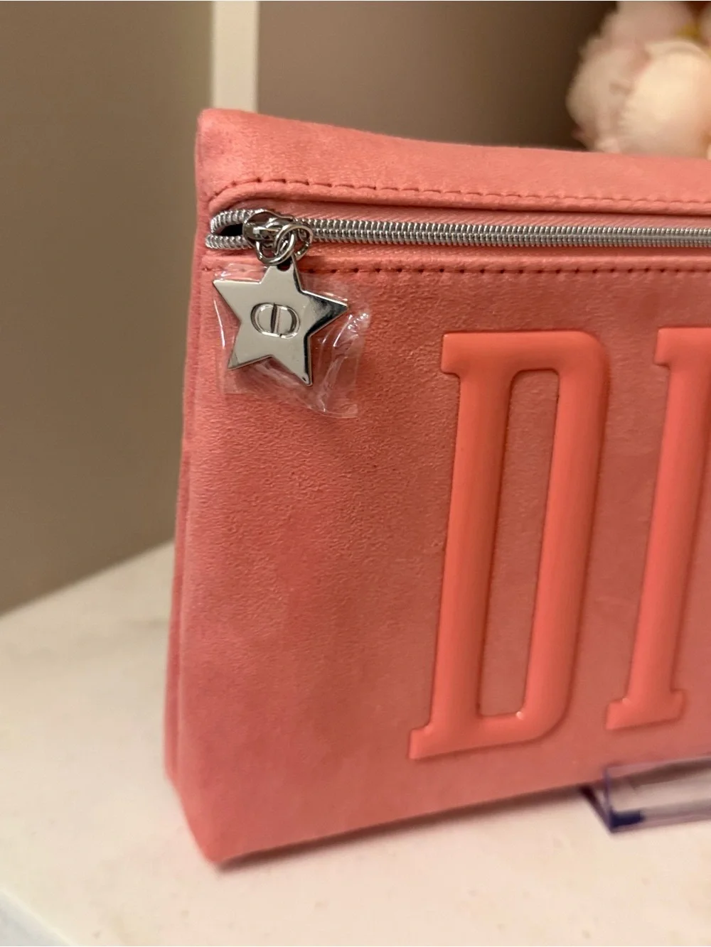 Made for DIOR beauty GWP Pink Logo Large Zip Pouch